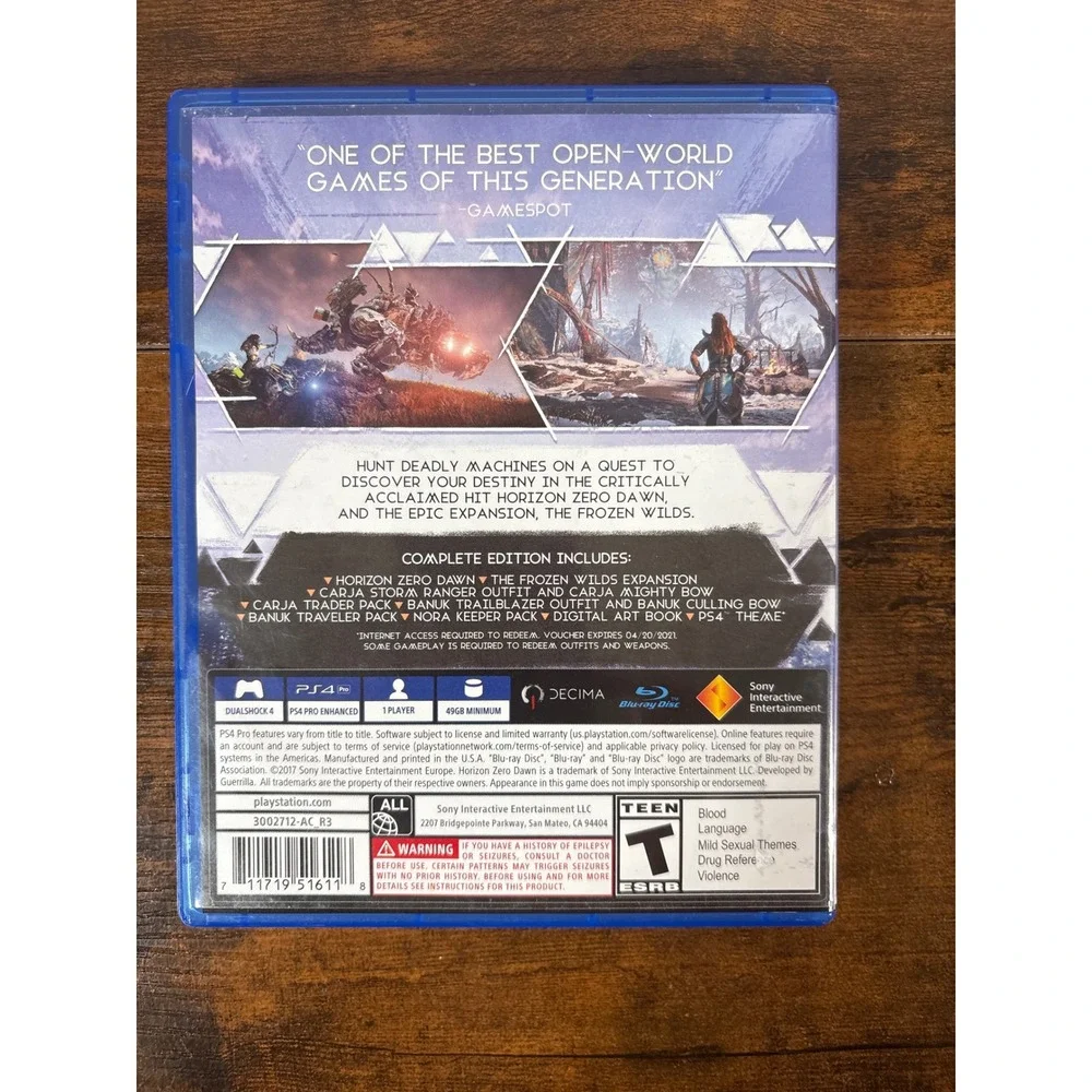 Horizon Zero Dawn Complete Edition Sony PS4 PlayStation 4 Game Frozen Wilds DLC